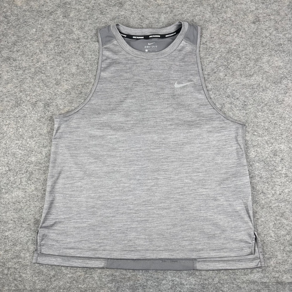 Nike Running Dri Fit Miler Tank Mesh Polyester Gray Womens Large L
